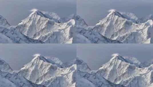 航拍新疆夏塔古道雪山帽子云高清在线视频素材下载