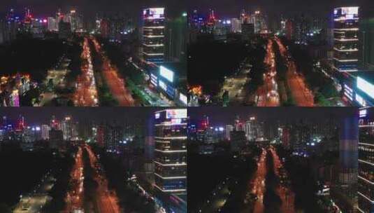 深圳夜景车流深南大道车流交通高清在线视频素材下载