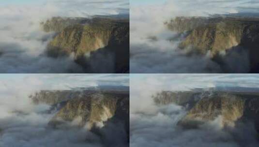 航拍雨雾缭绕的高原高清在线视频素材下载