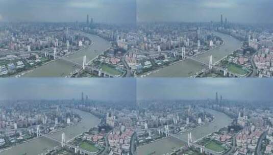 南浦大桥 陆家嘴 黄浦江 上海城市闪电高清在线视频素材下载