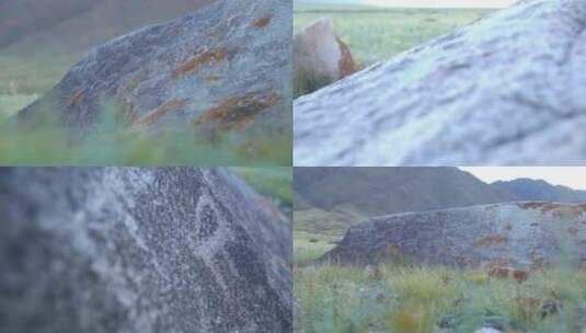 B新疆 准噶尔 草原 巨石 特写高清在线视频素材下载