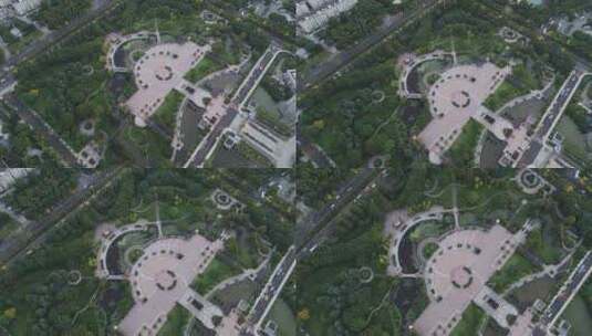 航拍高视角上海松江区人民政府市民广场高清在线视频素材下载
