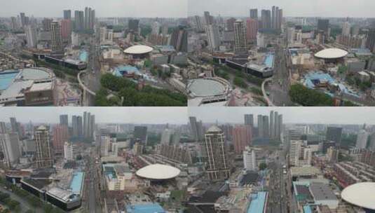 河南郑州老城区航拍高清在线视频素材下载