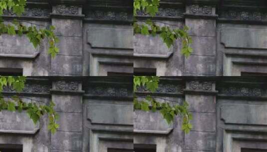 江南古建筑雨季雨丝雨滴升格空镜高清在线视频素材下载