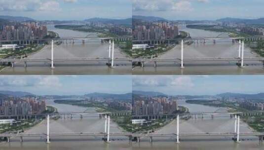 福建福州闽江魁浦大桥桥梁航拍高清在线视频素材下载