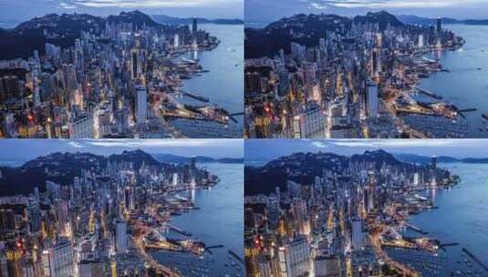 香港城市夜景航拍视频高清在线视频素材下载