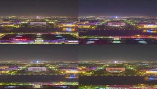 河南洛阳城市风夜景灯光交通航拍移动延时高清在线视频素材下载
