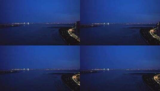 福建泉州东海CBD夜景航拍高清在线视频素材下载