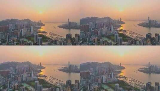 向上抬升拍摄香港全景日景航拍4K60P高清在线视频素材下载