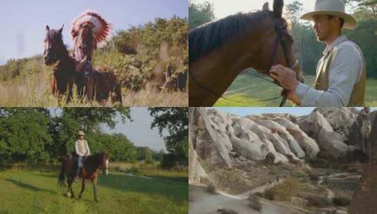 【合集】骑马的人牛仔土著高清在线视频素材下载