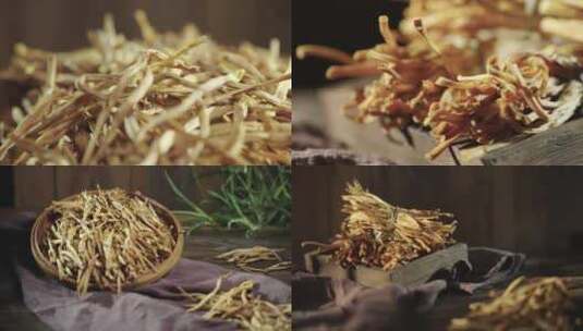黄花菜干 天然 农产品 棚拍 特写高清在线视频素材下载