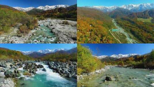 山川群山雪山河流瀑布河水湖水青山绿水高清在线视频素材下载