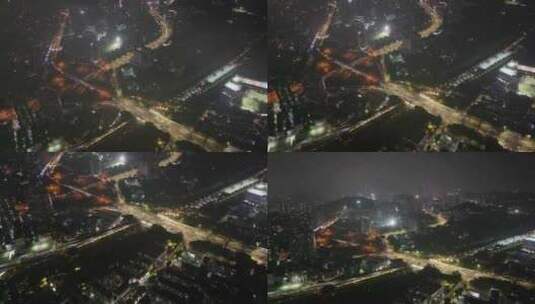 深圳罗湖夜景航拍高清在线视频素材下载