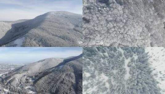 梦幻雪景雾凇冰天雪地北国风光，雪景航拍高清在线视频素材下载