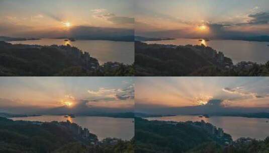 8K千岛湖唯美黄昏日落 延时摄影高清在线视频素材下载