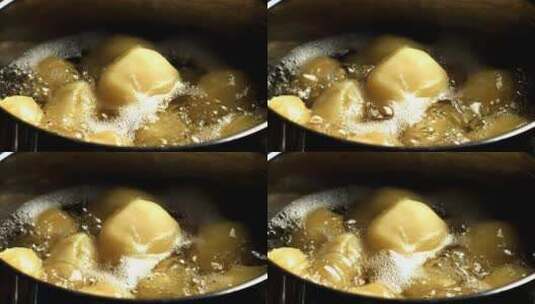 在沸水中煮的小土豆高清在线视频素材下载