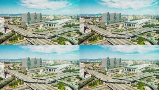 北京_城市道路桥梁_交通-车流延时高清在线视频素材下载
