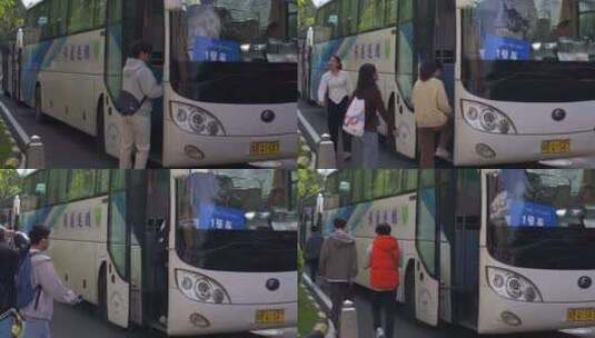 大疆 大学生 坐大巴 乘大巴 高清在线视频素材下载