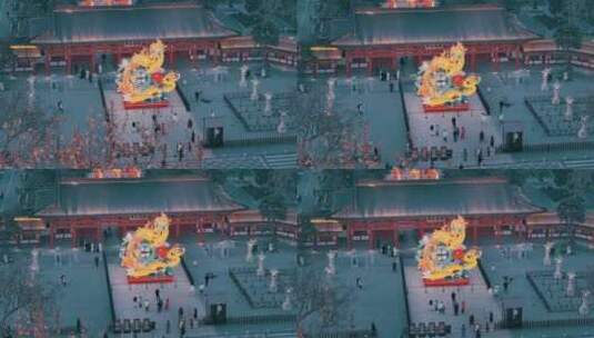 西安兴庆宫新年新春龙年灯会航拍高清在线视频素材下载