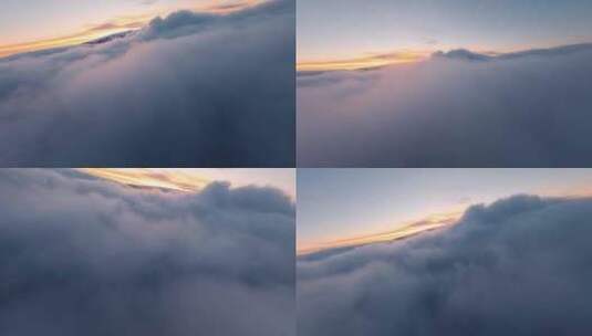 fpv航拍穿越云海治愈橙色日出高清在线视频素材下载