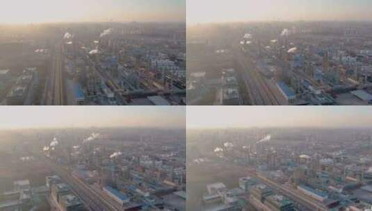 4k航拍山东济南济南炼油厂高清在线视频素材下载