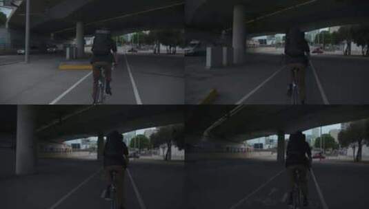 年轻人在城市里骑通勤自行车高清在线视频素材下载