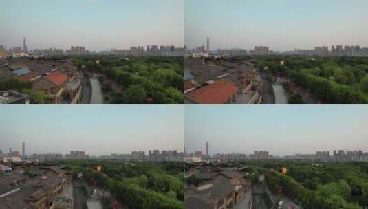 航拍武汉旅游园博园汉口里仿古建筑群街景高清在线视频素材下载