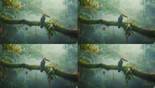 丛林中的巨嘴鸟高清在线视频素材下载