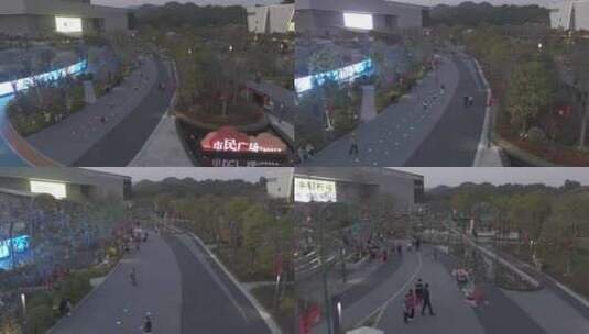 窦州里市民广场人山人海高清在线视频素材下载