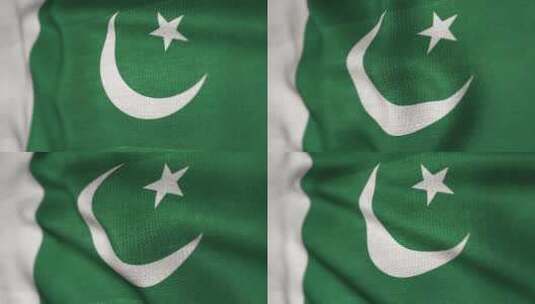 巴基斯坦波浪形旗帜在风中徐徐飘扬着五颜六高清在线视频素材下载