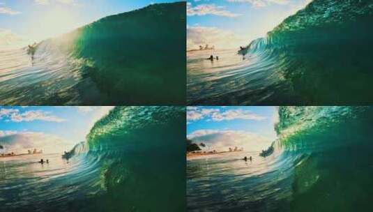 慢镜头拍摄大海翻滚的海浪高清在线视频素材下载