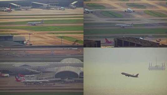8K深圳机场起飞的中国东方航空客机2高清在线视频素材下载