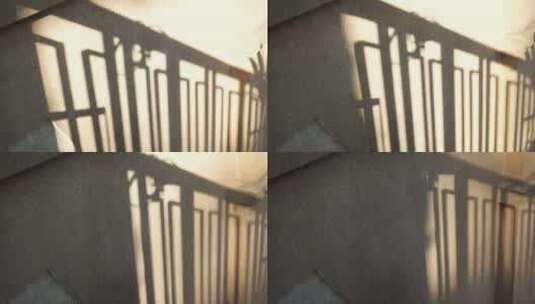旧房子旧厂房年代感楼梯栏杆影子延时空镜高清在线视频素材下载