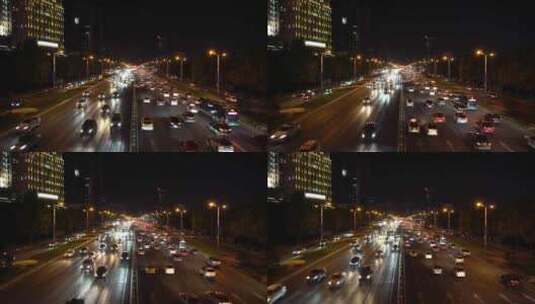 夜间城市延时交通高速公路公路上的交通高清在线视频素材下载