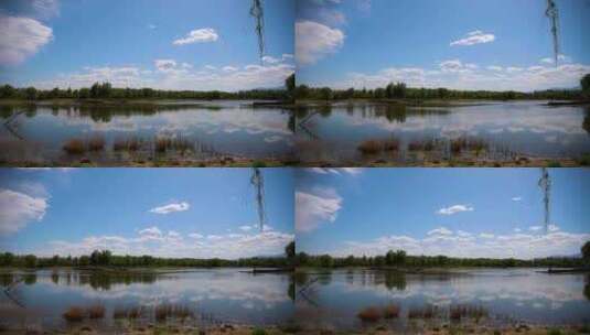 湿地公园湖泊蓝天白云延时视频素材高清在线视频素材下载