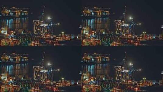 盐田港夜景港口货运码头贸易物流C0114高清在线视频素材下载