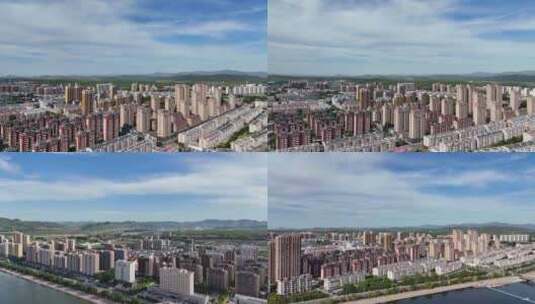 辽宁喀左县城航拍合集高清在线视频素材下载