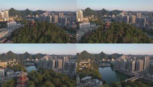 贵州铜仁古城城市风光航拍高清在线视频素材下载