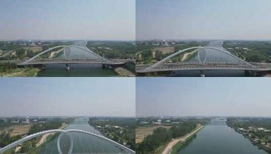 航拍河南漯河牡丹江路大桥高清在线视频素材下载