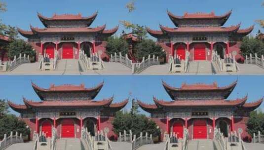 江南大气皇家寺院 苏州皇罗禅寺古建筑高清在线视频素材下载