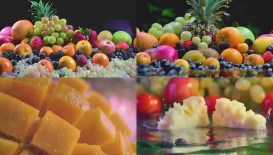 各种新鲜水果慢镜头特写唯美ai素材原创高清在线视频素材下载
