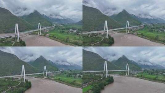 云南怒江大桥航拍高清在线视频素材下载
