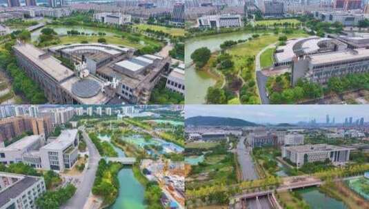 中南大学新校区校园风景航拍湖南长沙岳麓区高清在线视频素材下载