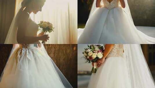 穿着婚纱的新娘背影(1)高清在线视频素材下载