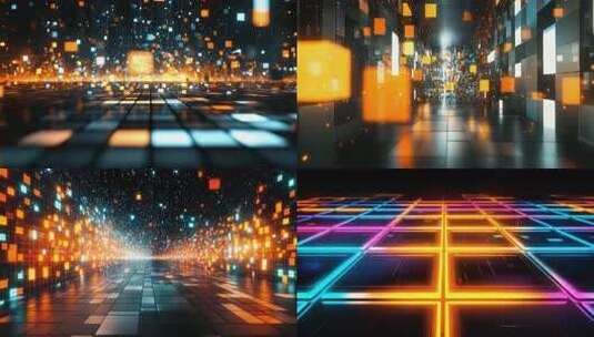 科技感方块隧道背景素材高清在线视频素材下载