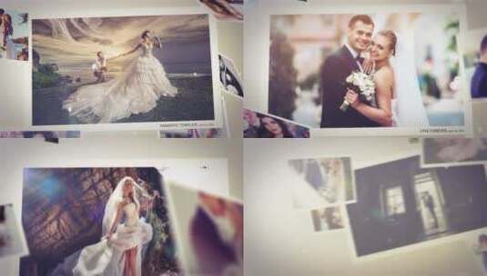 唯美浪漫婚礼爱情故事照片展示婚礼开场AE模板高清AE视频素材下载