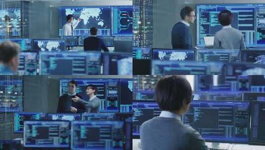技术人员监控电脑数据高清在线视频素材下载