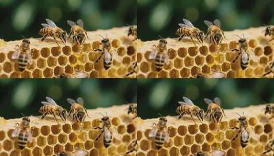 蜜蜂在蜂巢上忙碌画面高清在线视频素材下载