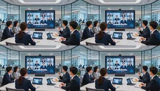 商务人士进行视频会议场景高清在线视频素材下载