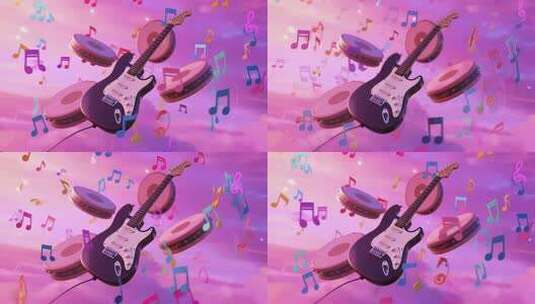 漂浮乐器音符梦幻音乐素材高清在线视频素材下载